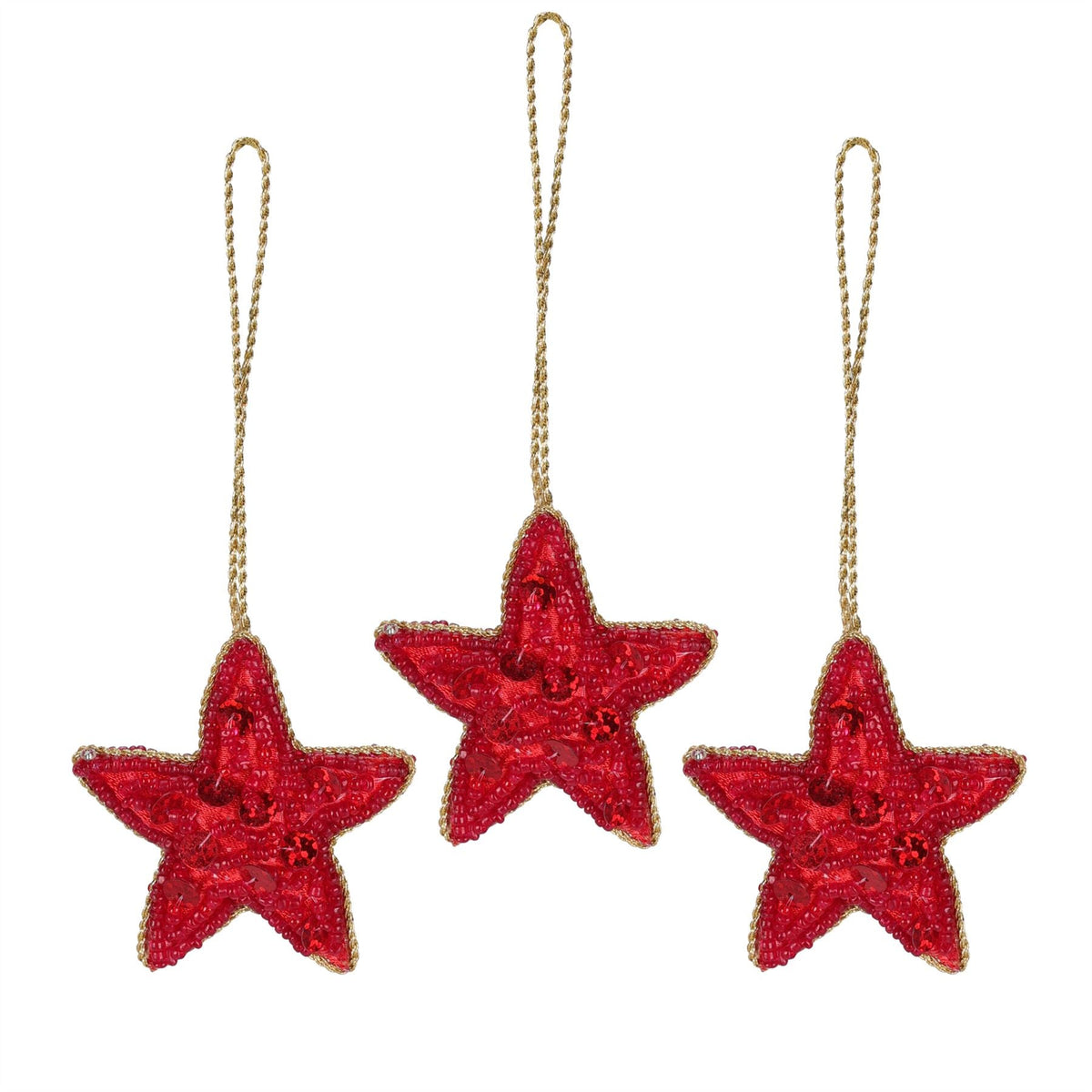 Set of 3 Christmas Tree Hanging Decorations | Red Star Christmas Tree Baubles Baubles - Tophatter Daily Deals