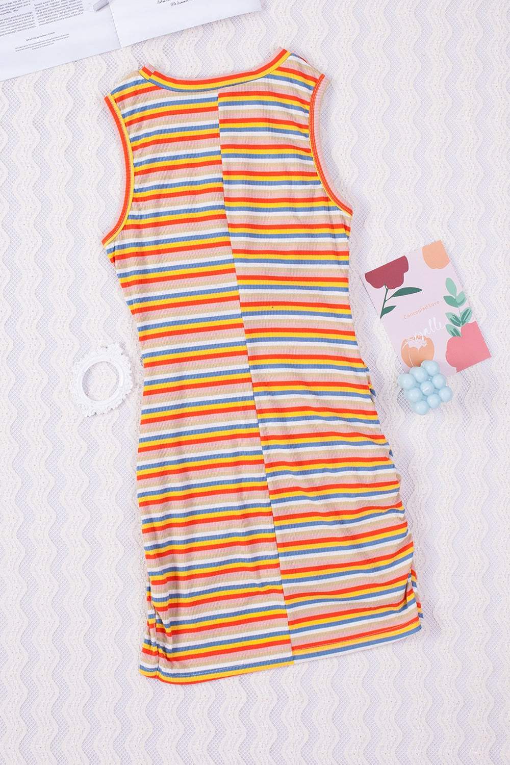 Cutout Striped Round Neck Sleeveless Dress Casual Dresses - Tophatter Daily Deals