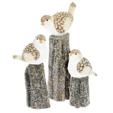 Festive 3 Piece Snowbird Christmas Ornament | Resin Winter Snow Christmas Decoration | Bird Statue Figurine Indoor Christmas Decorations Ornament - Tophatter Daily Deals