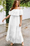 Plus Size Swiss Dot Off-Shoulder Tiered Dress Casual Dresses - Tophatter Daily Deals