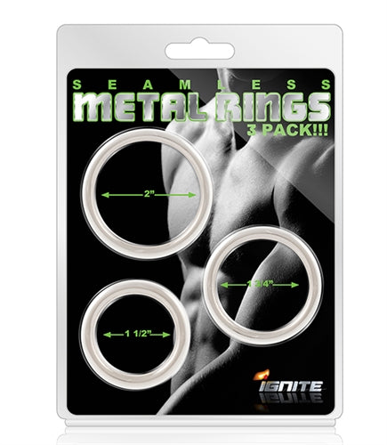 Seamless Metal Cock Ring Set – 3 Sizes 38mm, 44mm, 51mm Cock Rings > Cock Ring > Metal - Tophatter Daily Deals