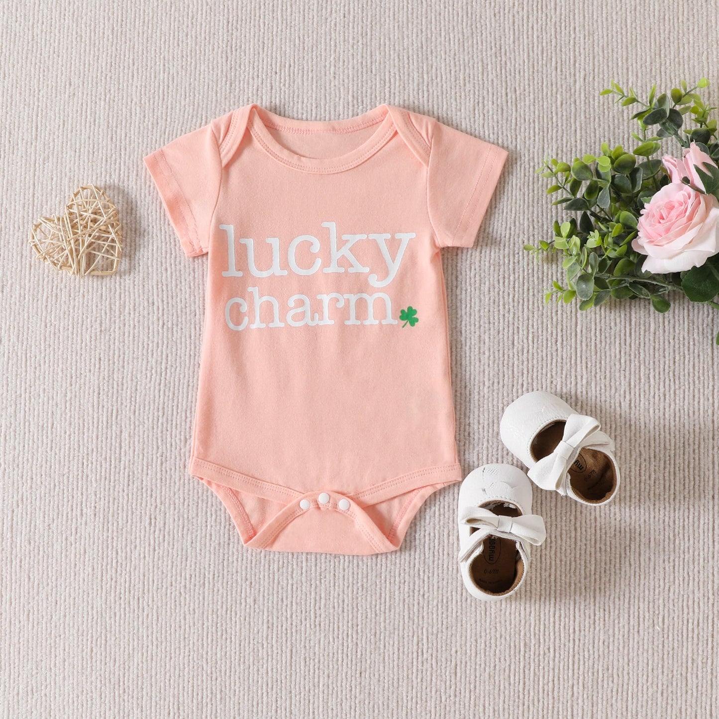 Alphabet Printed Romper Shorts With Three Piece Hair Band 0 - Tophatter Daily Deals