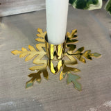 Gold Metal Christmas Candlestick | Festive Snowflake Candle Holder - 11cm Candlestick - Tophatter Daily Deals
