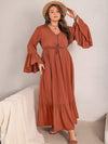 Plus Size V-Neck Flare Sleeve Maxi Dress Casual Dresses - Tophatter Daily Deals