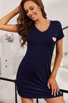 Heart Graphic Short Sleeve Night Dress Sleep Dresses - Tophatter Daily Deals