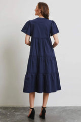 HEYSON Full Size Cotton Poplin Ruffled Tiered Midi Dress Casual Dresses - Tophatter Daily Deals