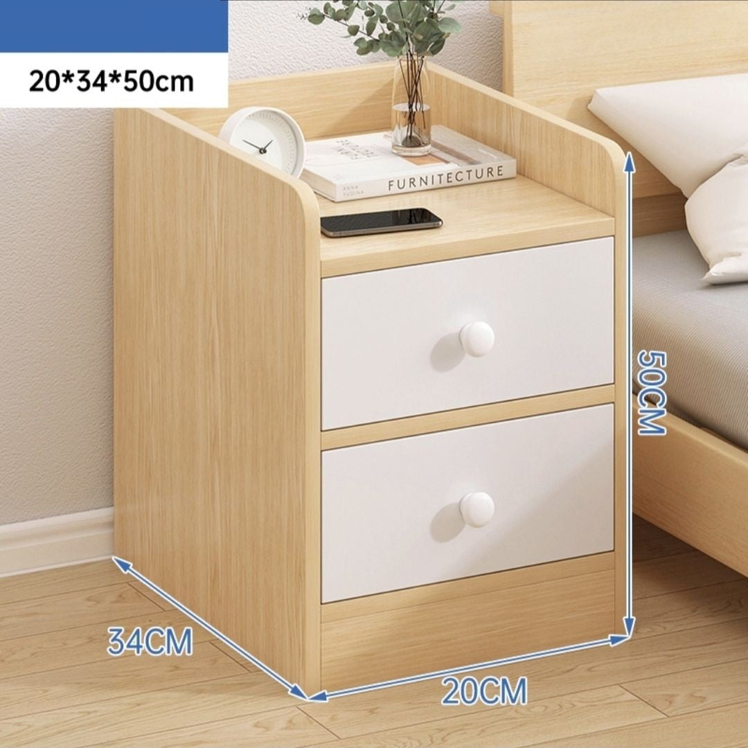 Bedside Table Simple Modern Home Bedroom Crevice Shelf Bedsi Right angle wood Fillet 2layer 20x34x50 0 - Tophatter Daily Deals