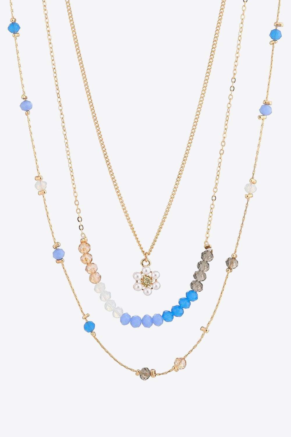 Alloy Three-Piece Necklace Set Sky Blue One Size Necklaces - Tophatter Daily Deals
