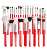 30 PCs Makeup Brush Set Soft Hair Eye Shadow Blush Face Powder Full Set 28 Red 0 - Tophatter Daily Deals