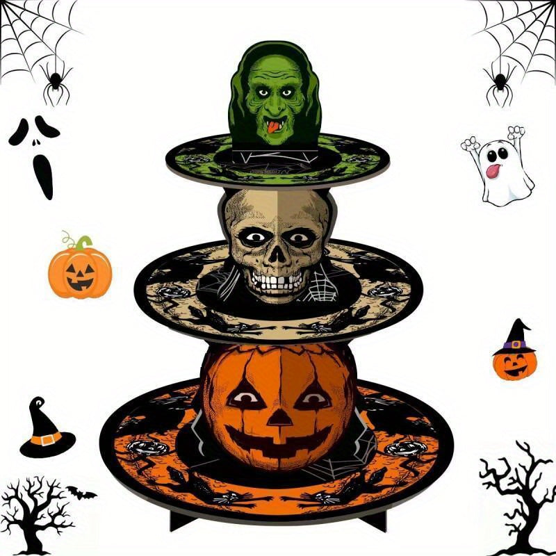 Halloween Cake Stand Tiered Dessert Display Halloween - Tophatter Daily Deals