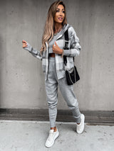 Autumn And Winter New Products Knitted 3-piece Suit Grey 0 - Tophatter Daily Deals