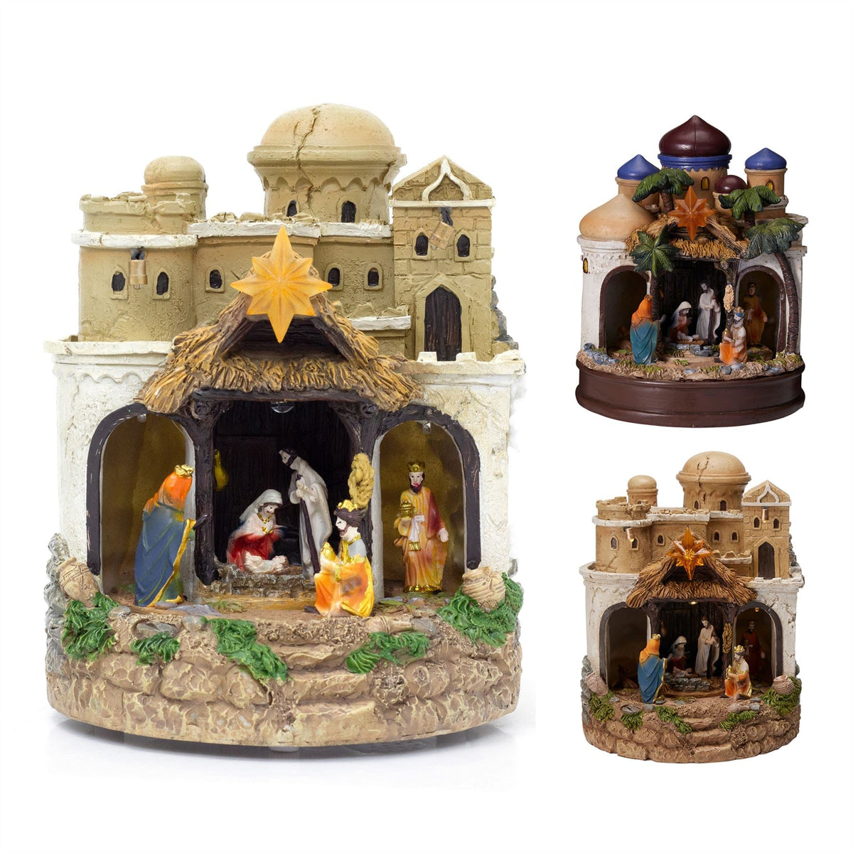 LED Musical Nativity Scene | Light-up Animated Festive Nativity Set Decoration Nativity Set - Tophatter Daily Deals