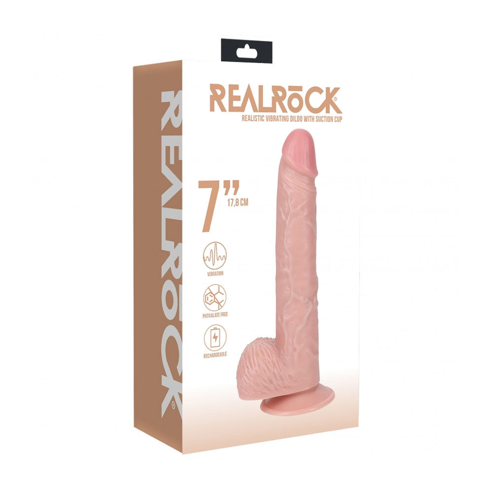 Realrock 7" Vibrating Cock With Balls Regular Straight Flesh - Tophatter Daily Deals