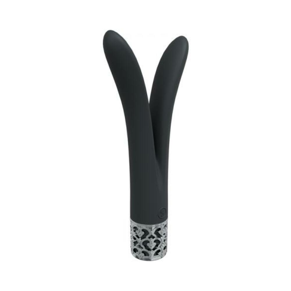 Royal Gems Dueling Queens Silicone Rechargeable Vibrator Black - Tophatter Daily Deals