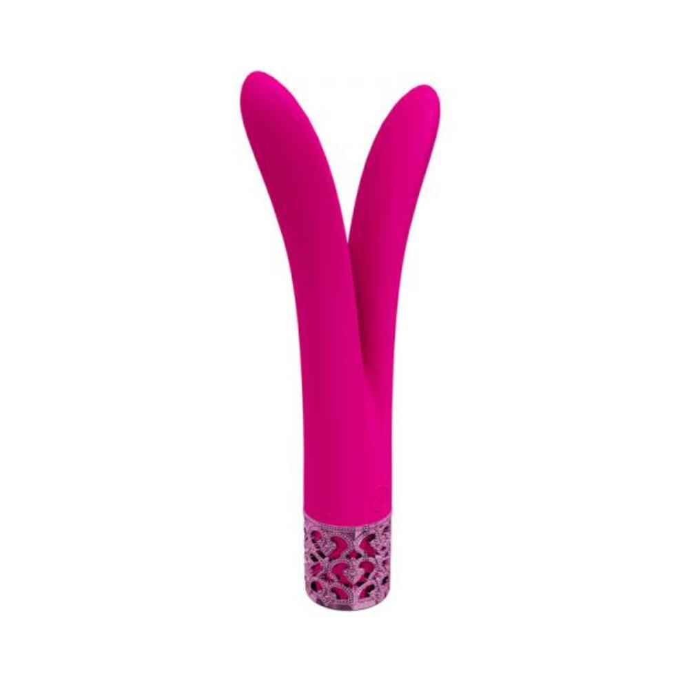 Royal Gems Dueling Queens Silicone Rechargeable Vibrator Pink - Tophatter Daily Deals