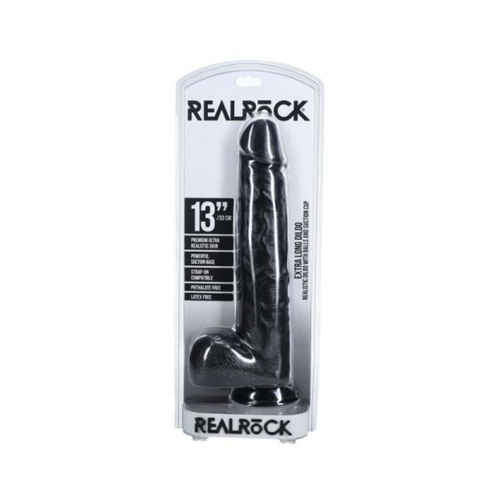 Realrock Extra Long 13 In. Dildo With Balls Black - Tophatter Daily Deals