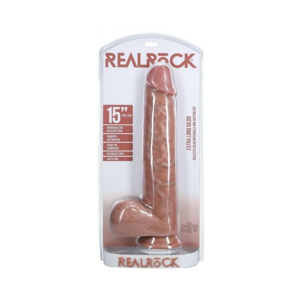 Realrock Extra Long 15 In. Dildo With Balls Tan - Tophatter Daily Deals