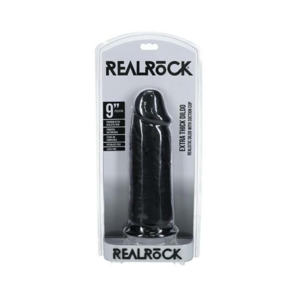 Realrock Extra Thick 9 In. Dildo Black - Tophatter Daily Deals