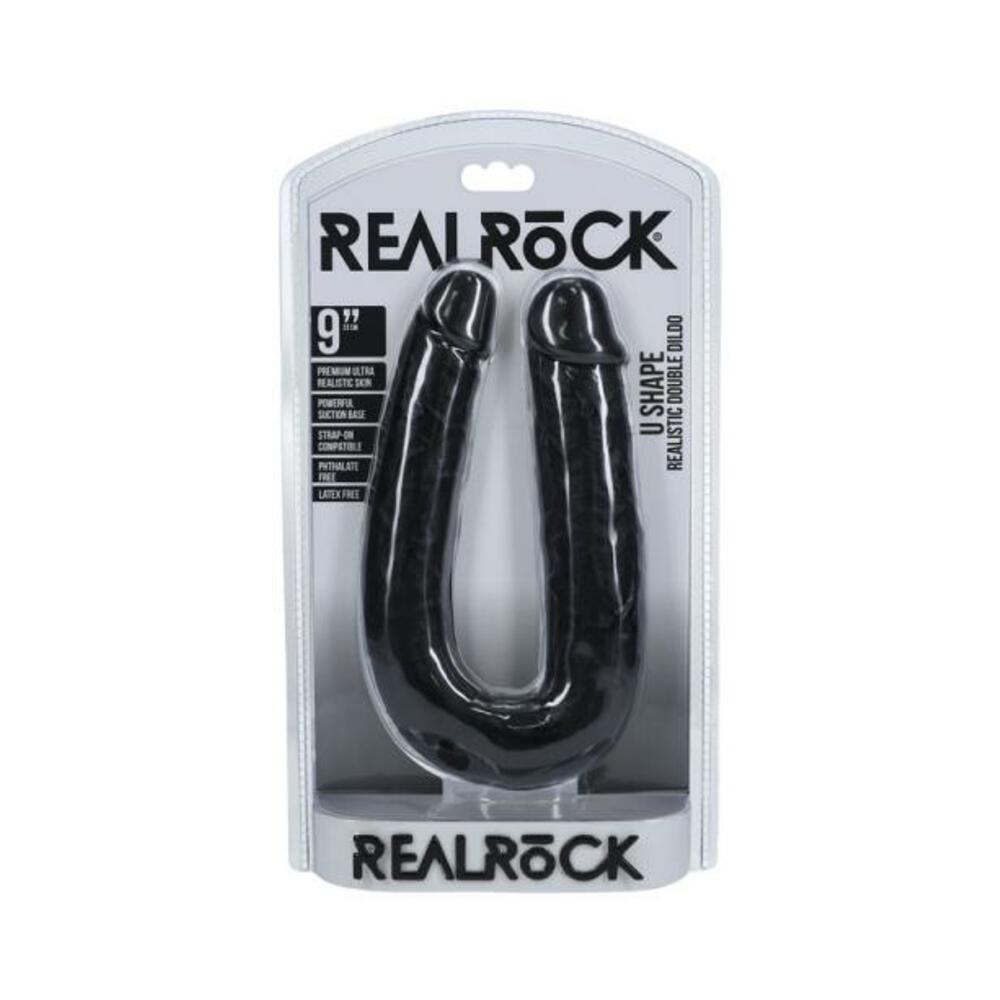 Realrock 9 In. U-shaped Double Dildo Black - Tophatter Daily Deals