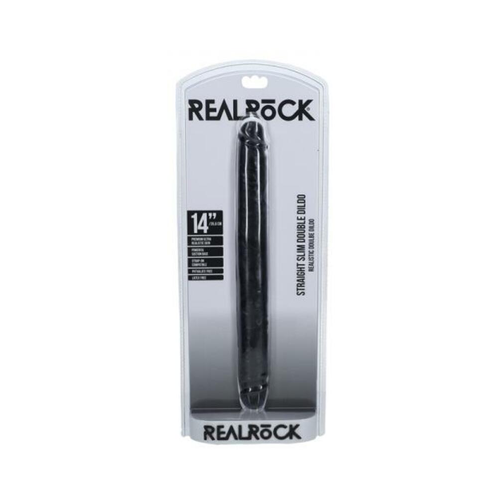 Realrock 14 In. Slim Double-ended Dong Black - Tophatter Daily Deals