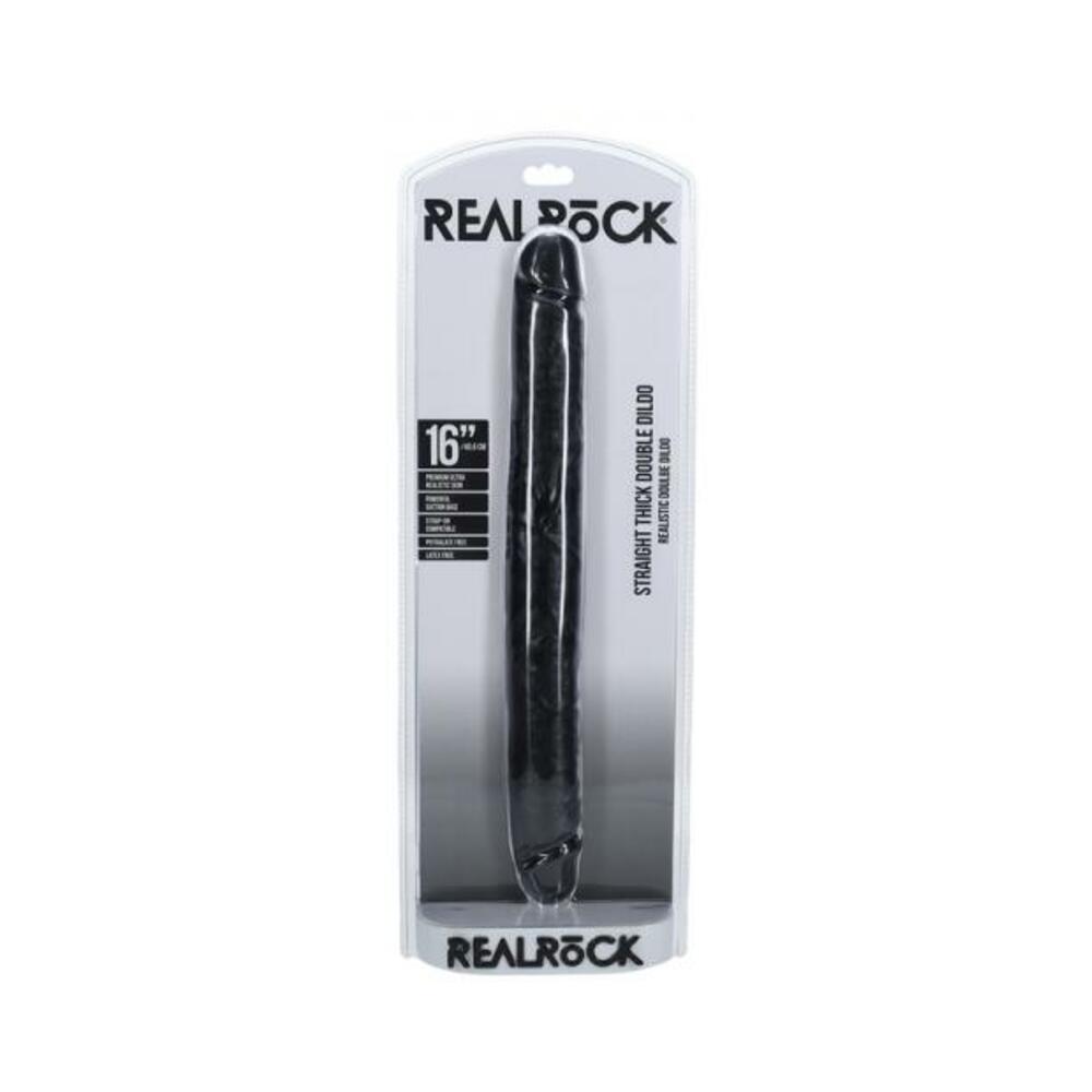 Realrock 16 In. Thick Double-ended Dong Black - Tophatter Daily Deals