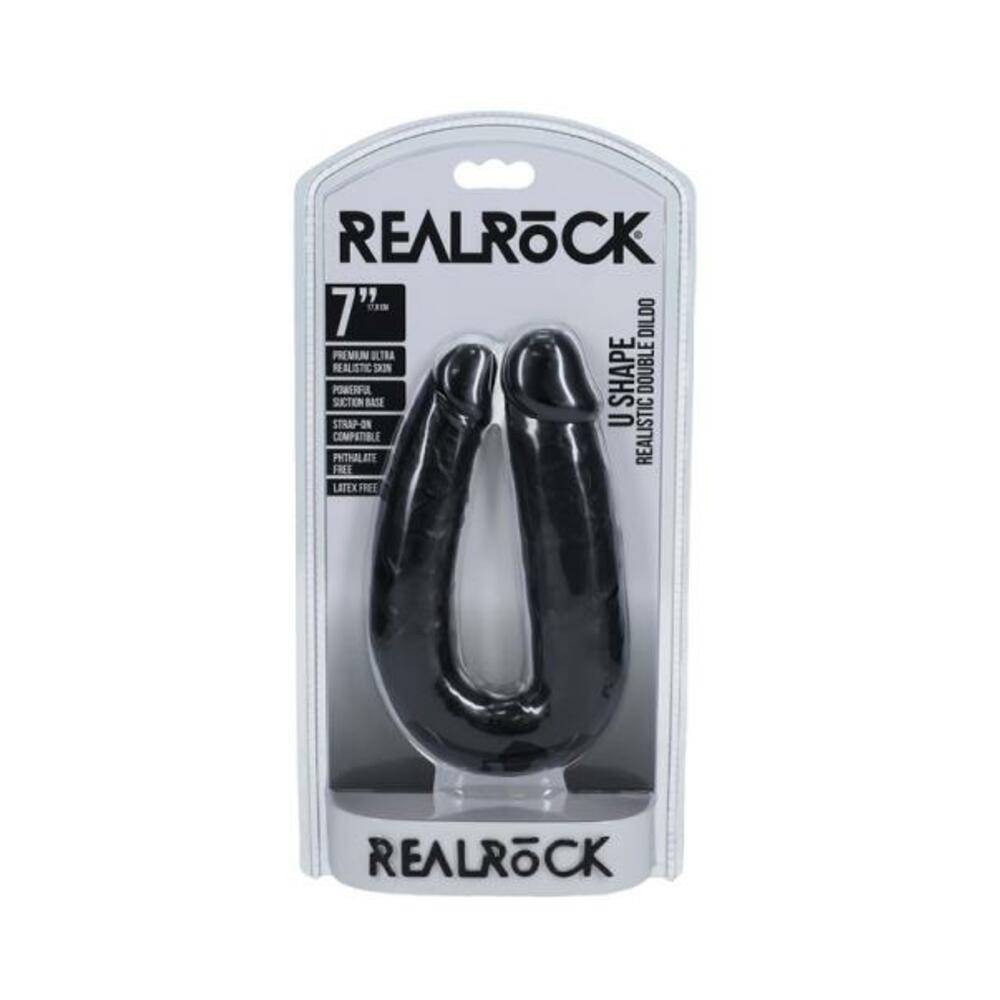 Realrock 7 In. U-shaped Double Dildo Black - Tophatter Daily Deals