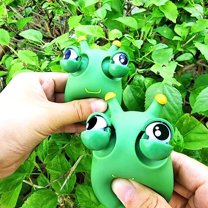 12PCS Funny Grass Worm Pinch Toy, Green Eye Bouncing Worm Squeeze Toy, Novelty Fun Squeeze Stress Relief Toys For Adults Kids Gift Cool Gadgets 5 - Tophatter Daily Deals