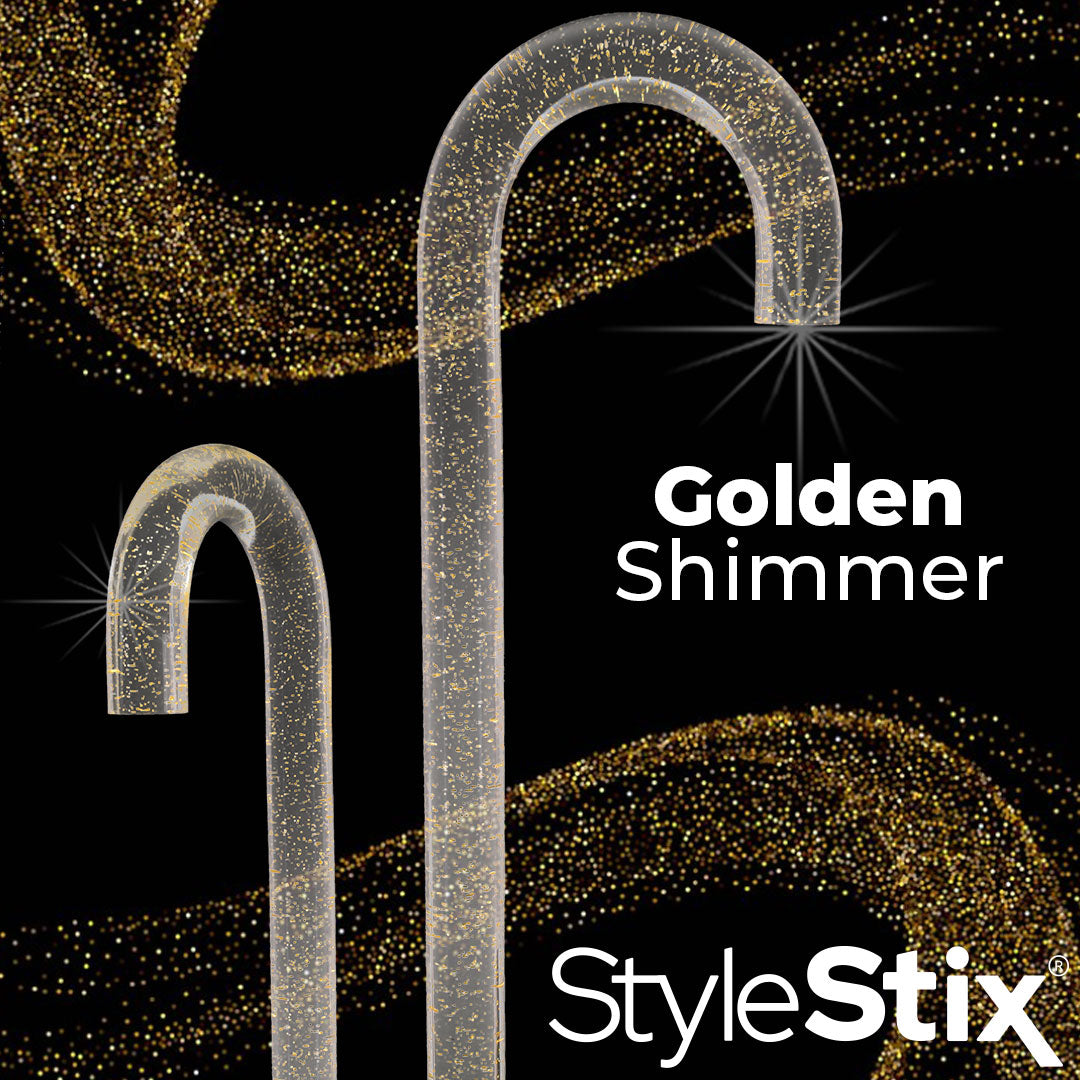 Golden Shimmer Cane: Gold Sparkles in Invisible Clear Shaft Clear Lucite Walking Canes - Tophatter Daily Deals