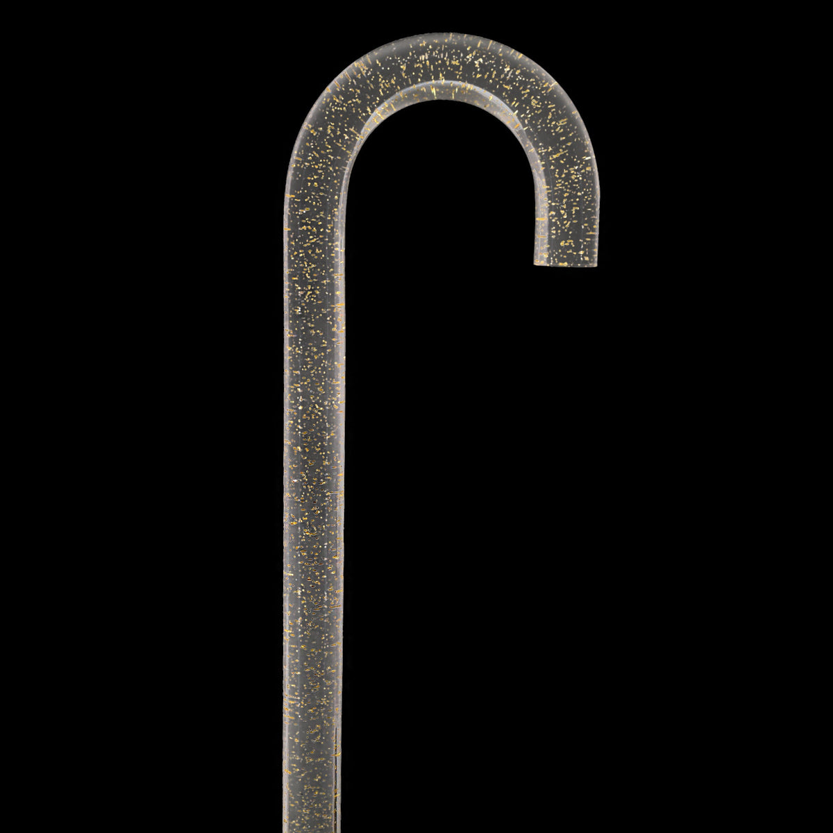 Golden Shimmer Cane: Gold Sparkles in Invisible Clear Shaft Tourist Crook Clear Lucite Walking Canes - Tophatter Daily Deals
