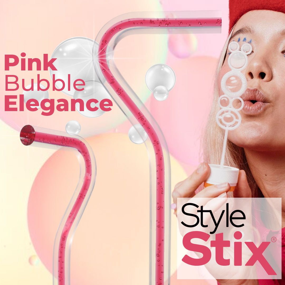 Blushing Rose Streak w/ Floating Bubbles in Clear Shaft Clear Lucite Walking Canes - Tophatter Daily Deals