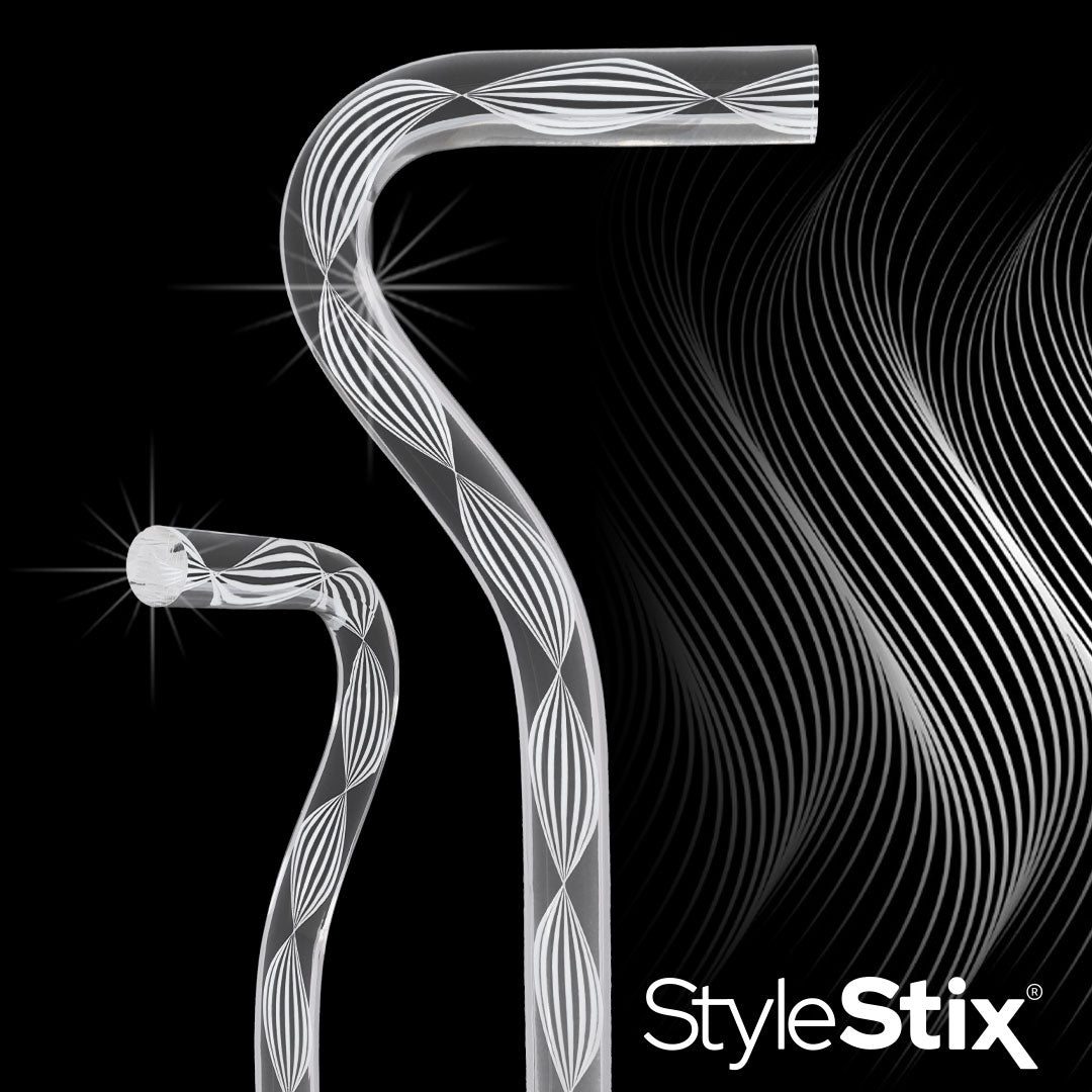 Alabaster Helix Cane: White Twists in Invisible Clear Shaft Clear Lucite Walking Canes - Tophatter Daily Deals