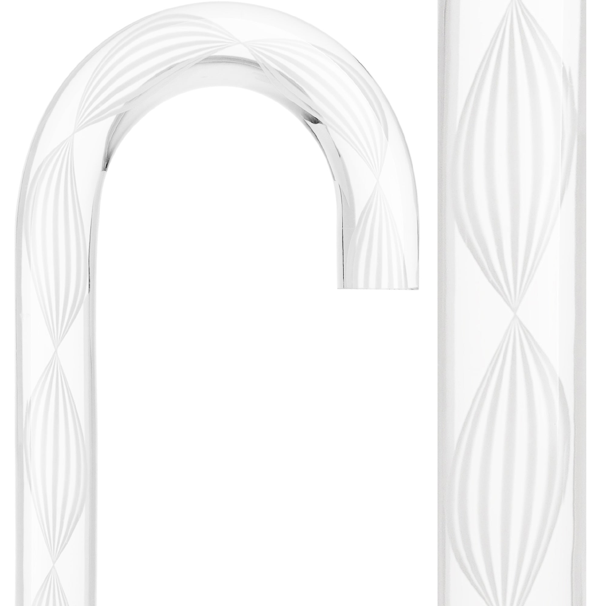 Alabaster Helix Cane: White Twists in Invisible Clear Shaft Clear Lucite Walking Canes - Tophatter Daily Deals