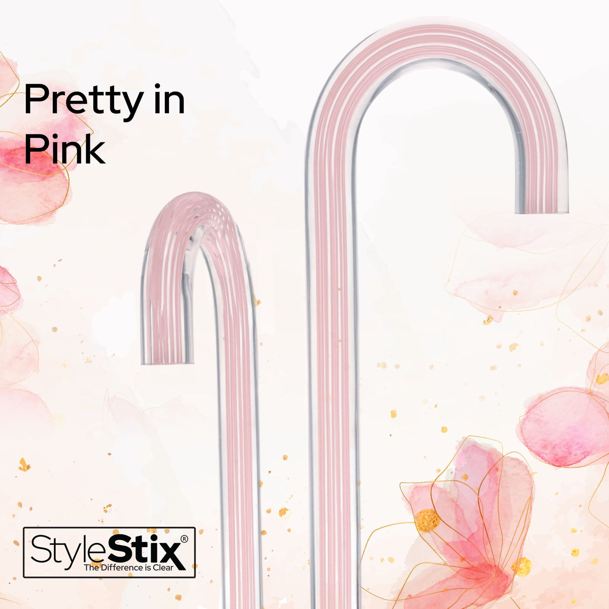 Pretty in Pink Lines Cane: Pink Lines in Invisible Clear Shaft Clear Lucite Walking Canes - Tophatter Daily Deals