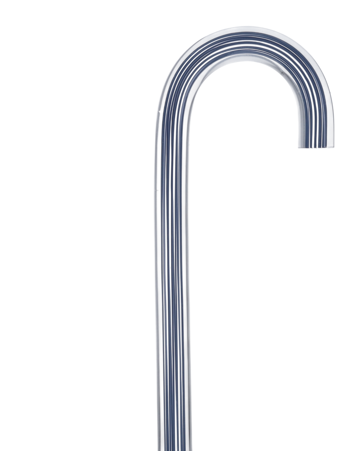 Denim Stripes Cane: Blue Lines in Invisible Clear Shaft Clear Lucite Walking Canes - Tophatter Daily Deals