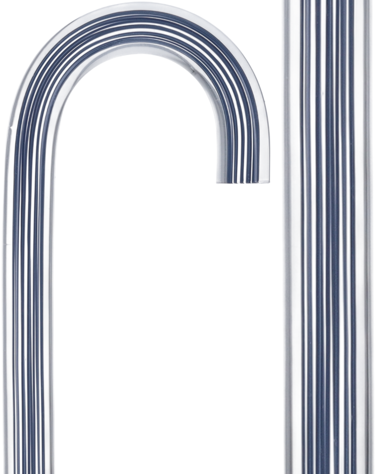 Denim Stripes Cane: Blue Lines in Invisible Clear Shaft Tourist Crook Clear Lucite Walking Canes - Tophatter Daily Deals