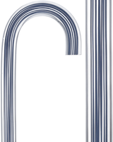 Denim Stripes Cane: Blue Lines in Invisible Clear Shaft Tourist Crook Clear Lucite Walking Canes - Tophatter Daily Deals