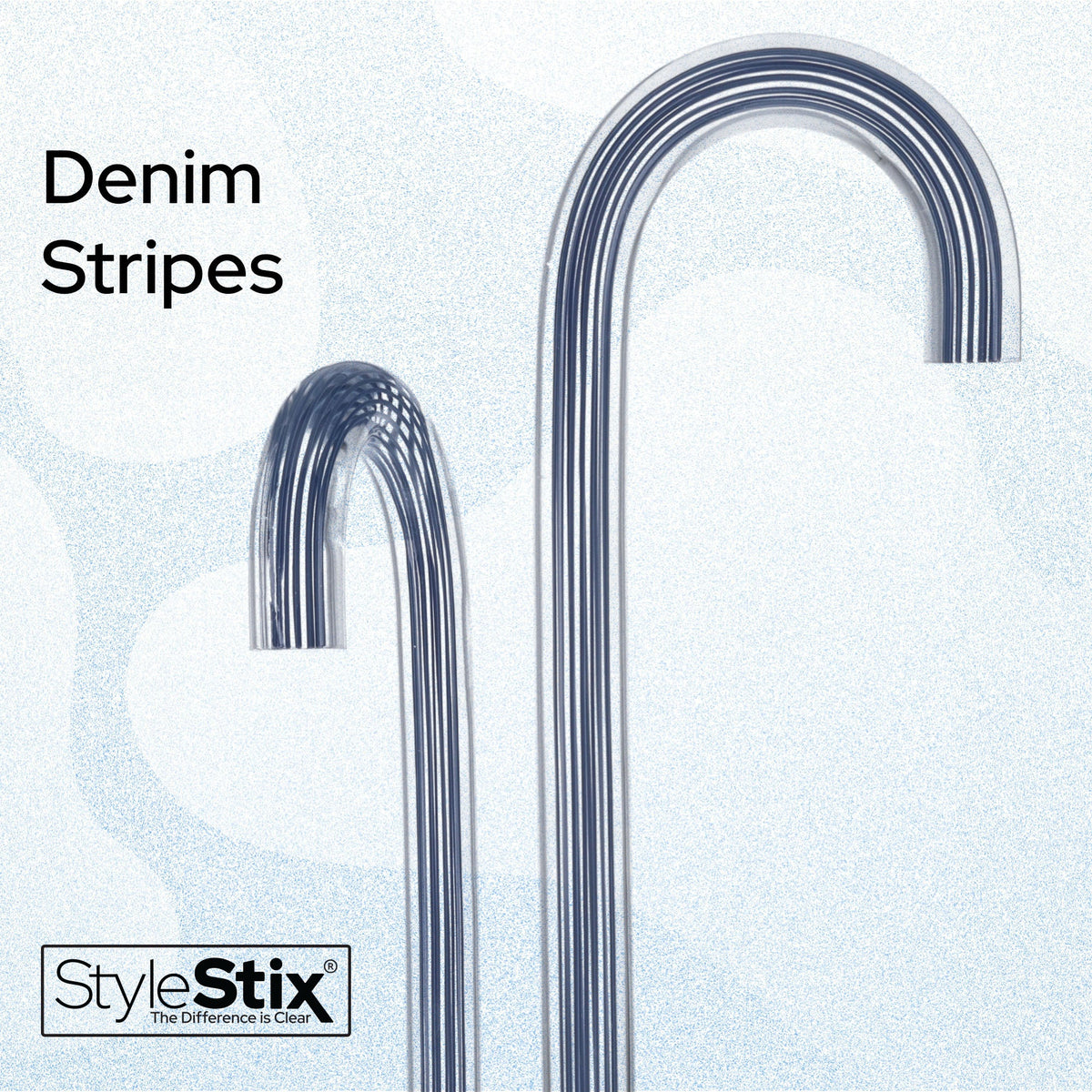 Denim Stripes Cane: Blue Lines in Invisible Clear Shaft Clear Lucite Walking Canes - Tophatter Daily Deals