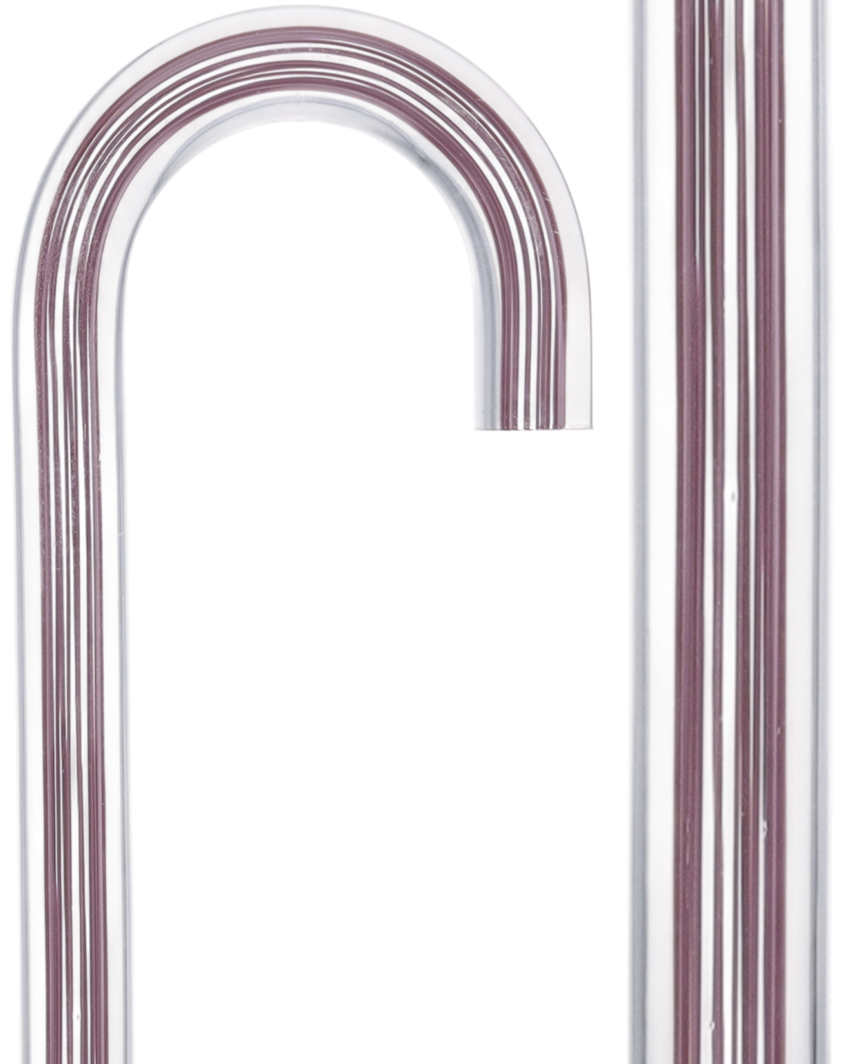 Mauvelous Glide Cane: Mauve Violet Lines in Invisible Clear Shaft Tourist Crook Clear Lucite Walking Canes - Tophatter Daily Deals