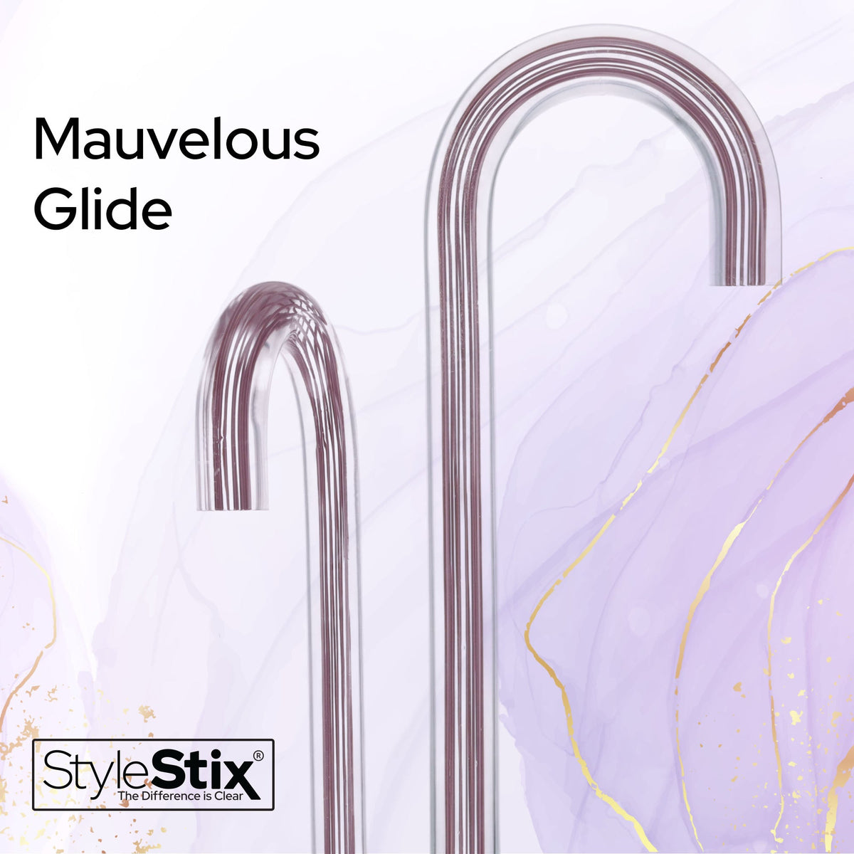 Mauvelous Glide Cane: Mauve Violet Lines in Invisible Clear Shaft Clear Lucite Walking Canes - Tophatter Daily Deals