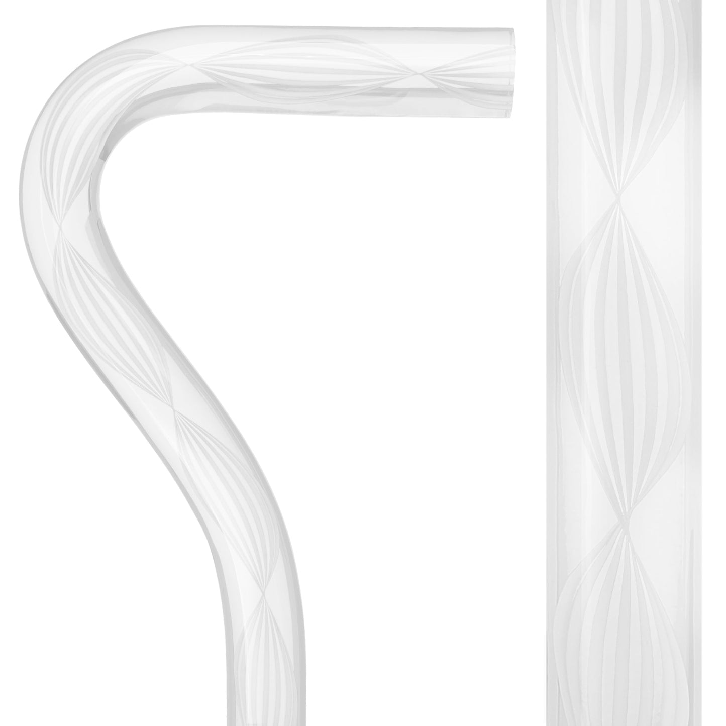 Alabaster Helix Cane: White Twists in Invisible Clear Shaft Clear Lucite Walking Canes - Tophatter Daily Deals