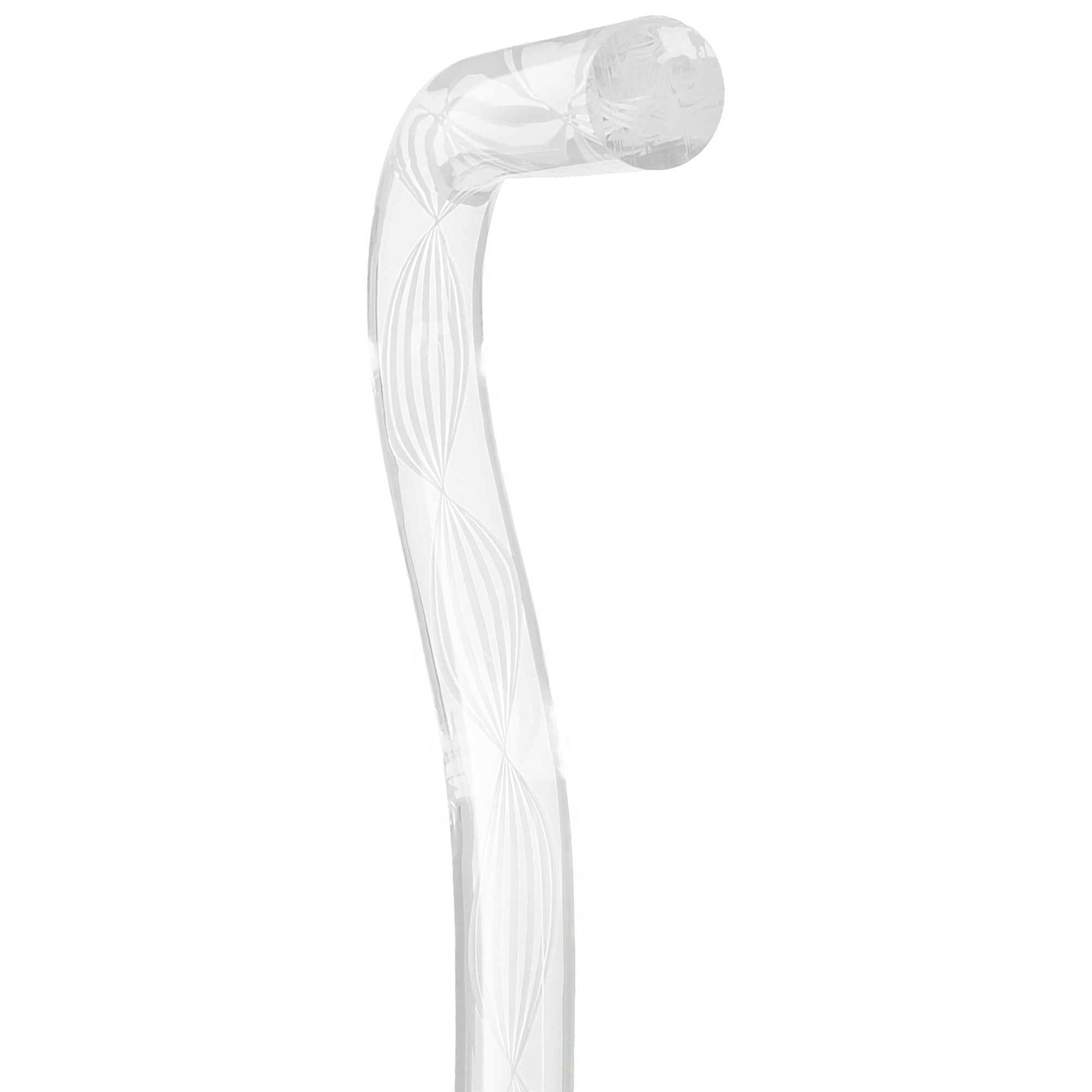 Alabaster Helix Cane: White Twists in Invisible Clear Shaft Clear Lucite Walking Canes - Tophatter Daily Deals