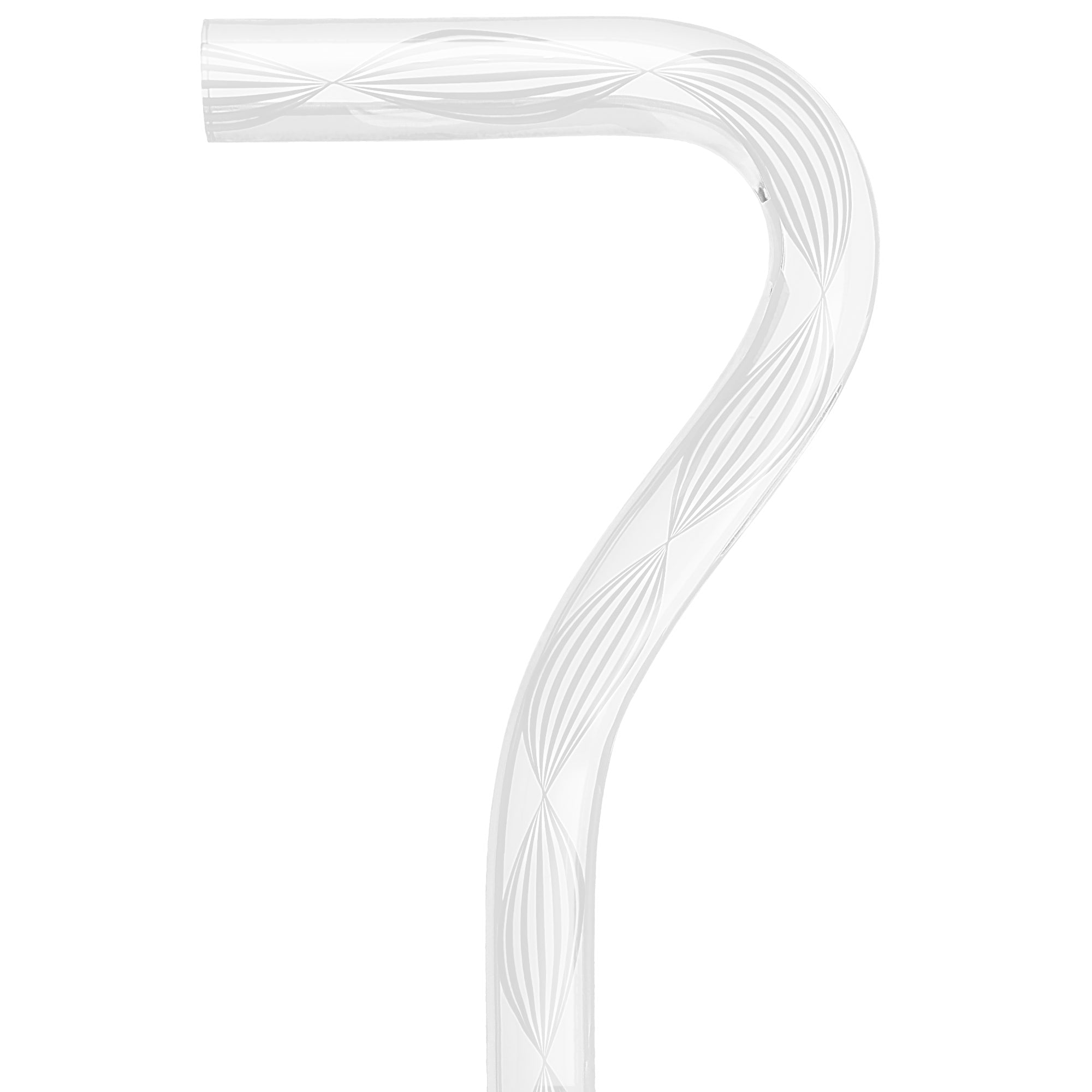 Alabaster Helix Cane: White Twists in Invisible Clear Shaft Clear Lucite Walking Canes - Tophatter Daily Deals