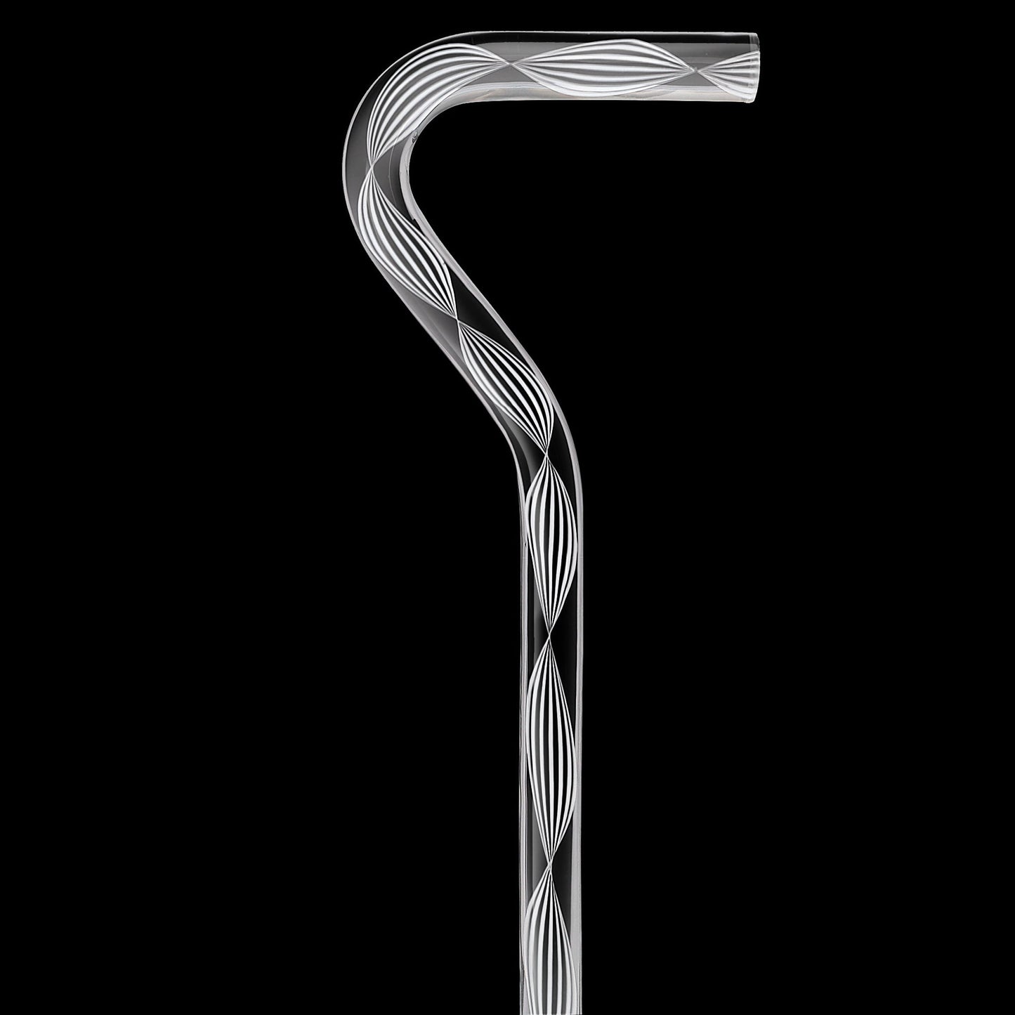Alabaster Helix Cane: White Twists in Invisible Clear Shaft Contemporary Angled Clear Lucite Walking Canes - Tophatter Daily Deals