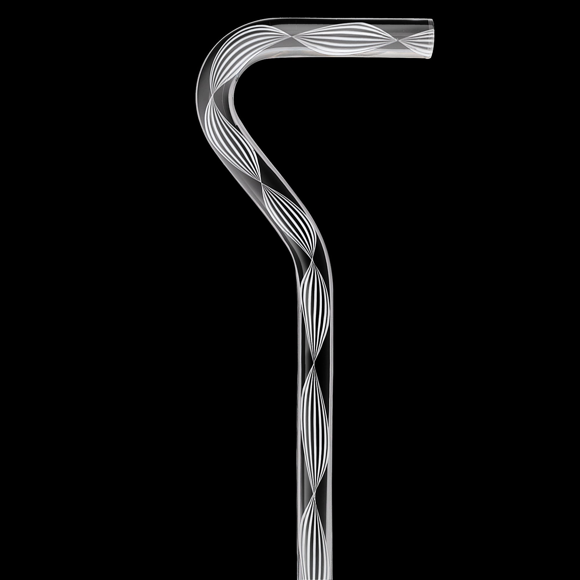 Alabaster Helix Cane: White Twists in Invisible Clear Shaft Contemporary Angled Clear Lucite Walking Canes - Tophatter Daily Deals