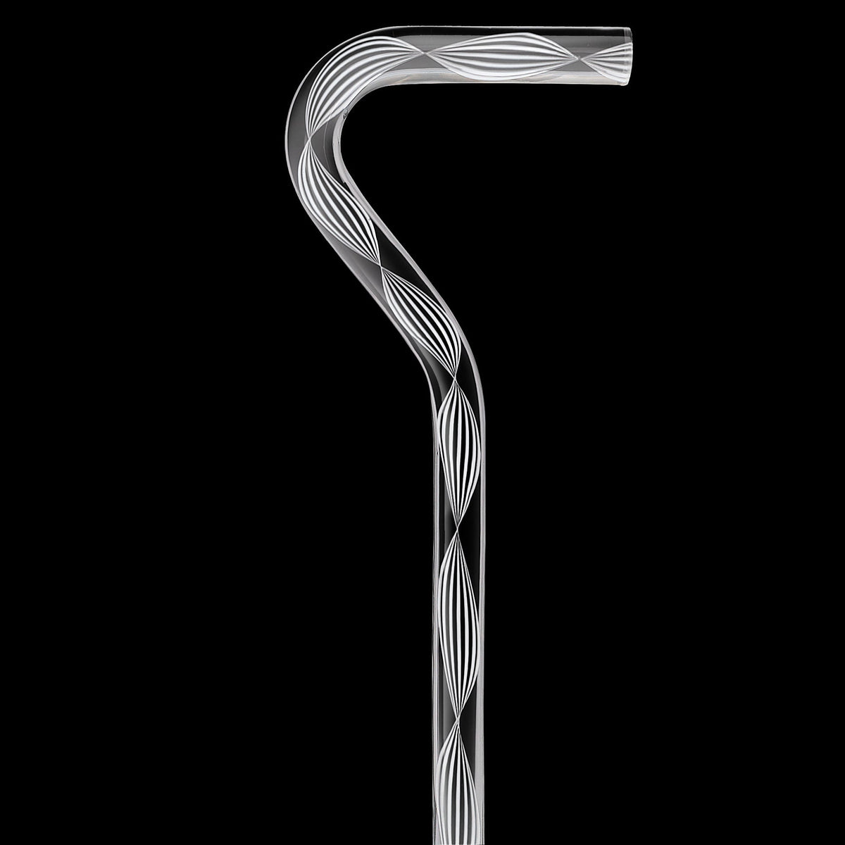 Alabaster Helix Cane: White Twists in Invisible Clear Shaft Clear Lucite Walking Canes - Tophatter Daily Deals
