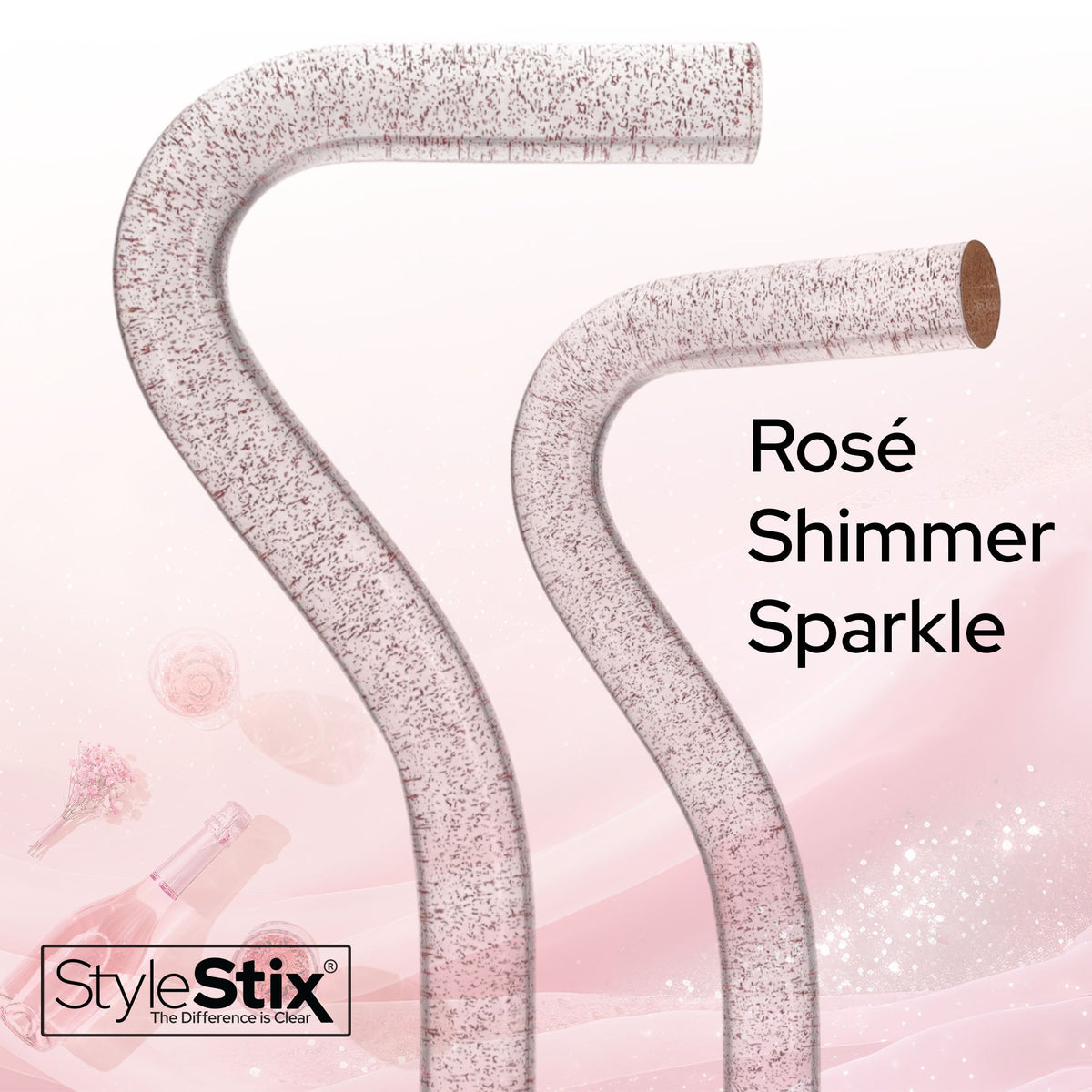 Rosé Shimmer Sparkle Cane: Pink Sparkles in Invisible Clear Shaft Clear Lucite Walking Canes - Tophatter Daily Deals