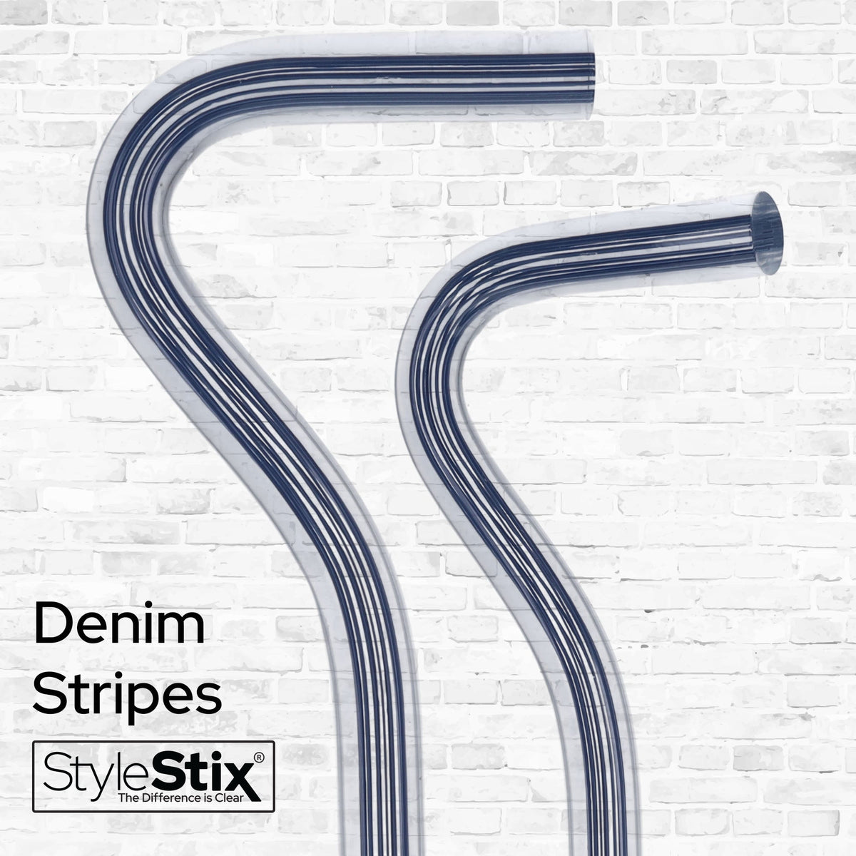 Denim Stripes Cane: Blue Lines in Invisible Clear Shaft Clear Lucite Walking Canes - Tophatter Daily Deals
