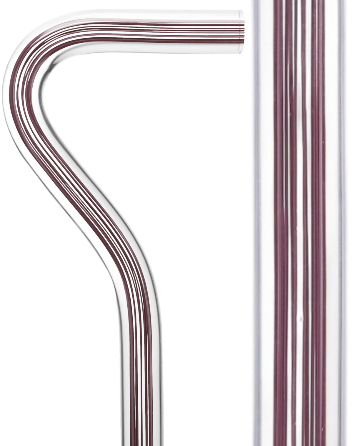 Mauvelous Glide Cane: Mauve Violet Lines in Invisible Clear Shaft Contemporary Angled Clear Lucite Walking Canes - Tophatter Daily Deals