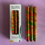 The Colour Emporium Set of 3 Metallic Hand-dipped Marbled Christmas Candles Candle - Tophatter Daily Deals