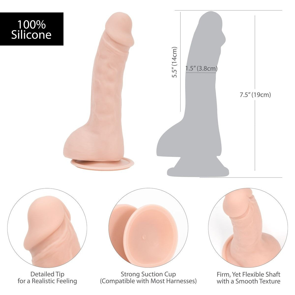 Addiction Brad 7.5" Silicone Dildo in Ivory Realistic Dildo - Tophatter Daily Deals